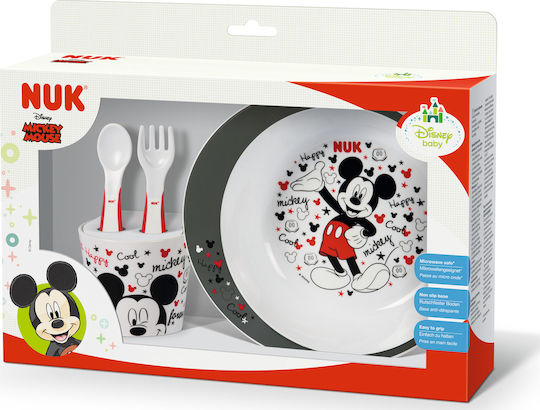 Nuk Feeding Set Mickey made of Melamine Gray 4pcs for 6+ months