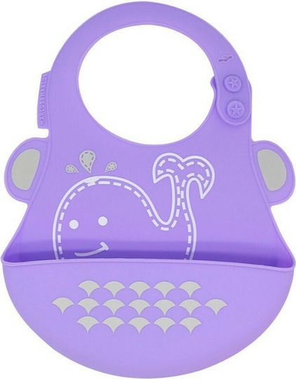 Marcus & Marcus Feeding Set Whale made of Silicone Purple 3pcs for 6+ months
