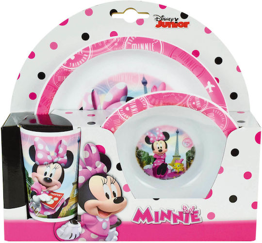 Ango Σετ Φαγητού Minnie από Πλαστικό Ροζ 3τμχ για 6+ μηνών