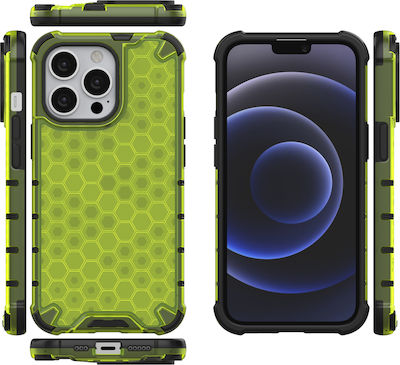 Hurtel Honeycomb Armor Silicone Back Cover Durable Green (iPhone 13 Pro)