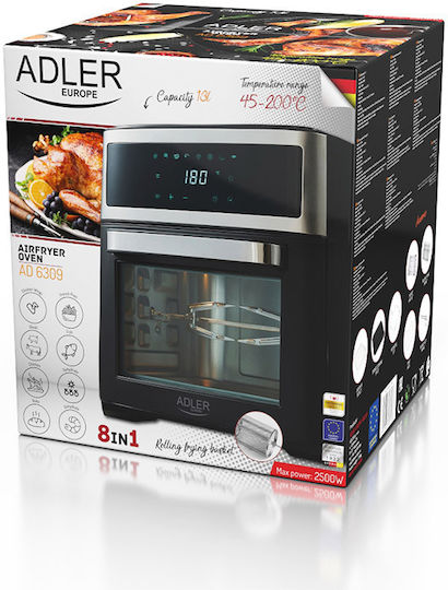 Adler Electric Countertop Oven 13lt No Burners Hot Air