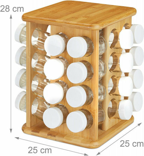 Relaxdays Glass Tabletop Rotating Spice Rack Brown 32pcs