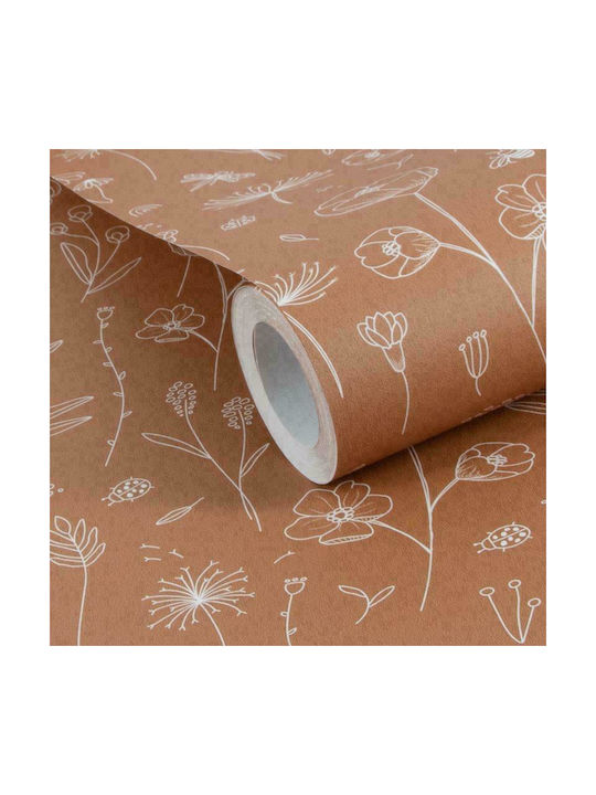 Little Dutch Kids Fabric Wallpaper Wild Flowers Rust L53xH1000cm