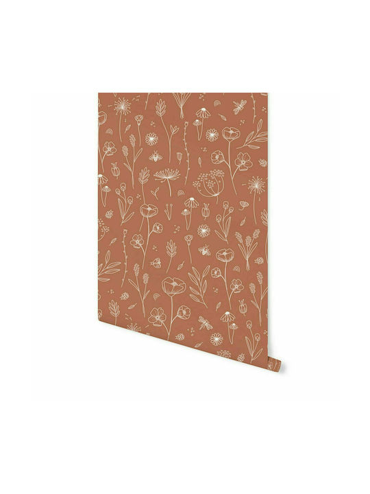 Little Dutch Kids Fabric Wallpaper Wild Flowers Rust L53xH1000cm