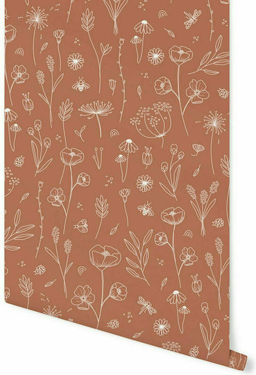 Little Dutch Kids Fabric Wallpaper Wild Flowers Rust L53xH1000cm