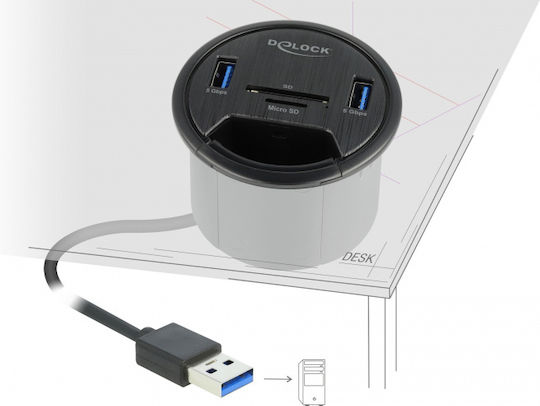 DeLock Hub 2 Θυρών USB 3.2 με σύνδεση USB-A