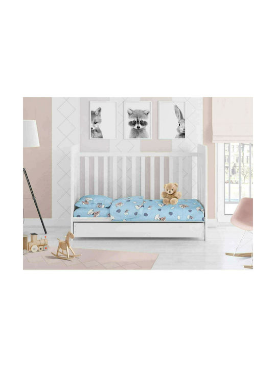 Dimcol Προβατάκι Baby Bettlaken Für Krippe Flanell Angepasst 06 Sky Blue 70x140cm 1916158406600682