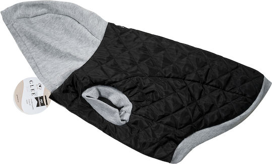 Glee Black Fleece / Waterproof Dog Coat with Hood with 45cm Back Length