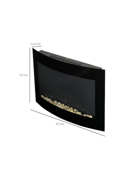 HomCom Wandmontiert Elektrischer Kamin 1800W 65x52cm Schwarz
