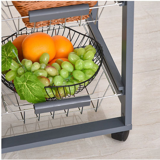 HomCom HomCom Küchenwagen Hölzernes 6 Ebenen Graue 47x37x83cm