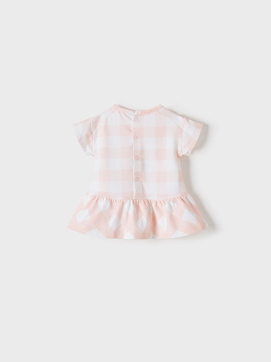 Mayoral Kids Dress Checked Short Sleeve Pink