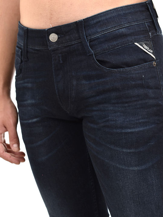 Anbass Men's Jeans Pants Elastic with Slim Tapered Fit Dark Indigo