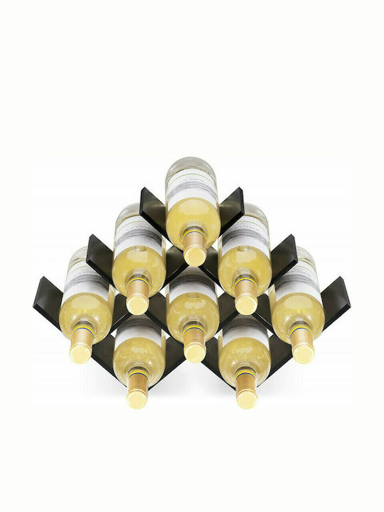 Navaris Tabletop Suport pentru Sticle Lemn pentru 8 Sticle Neagră 43.5x10x29.5εκ.