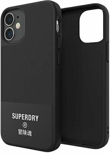 Superdry Molded Canvas Umschlag Rückseite Silikon / Stoff Schwarz (iPhone 12 mini)