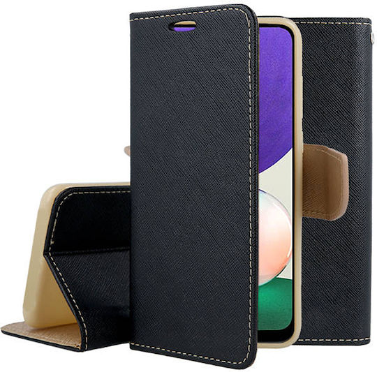 Fancy Wallet Δερματίνης Μαύρο-Χρυσό (Galaxy A22 5G)