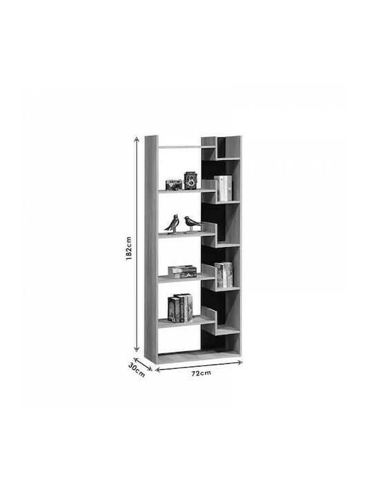 Bookcase Naya Natural / Anthracite 72x30x182.5cm