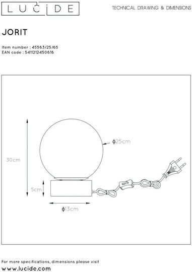 Lucide Lightning Διακοσμητικό Φωτιστικό Jorit 25 E27 25x25x30εκ.
