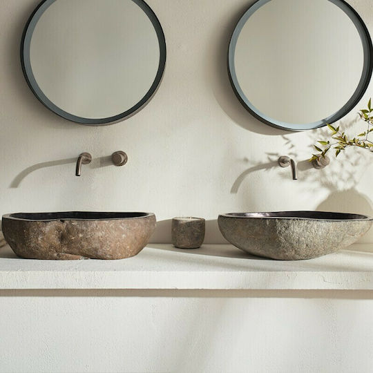 Fossil Vero Riverstone Επικαθήμενος Νιπτήρας Πέτρινος 60x50x15cm Μαύρος