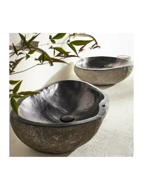 Fossil Vero Riverstone Επικαθήμενος Νιπτήρας Πέτρινος 40x50x15cm Μαύρος