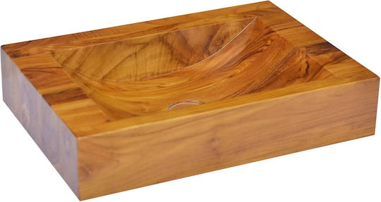 vidaXL Aufgesetztes Waschbecken Hölzernes 50x35x10cm Teak