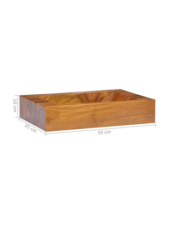 vidaXL Επικαθήμενος Νιπτήρας Ξύλινος 50x35x10cm Teak