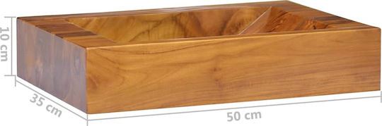 vidaXL Aufgesetztes Waschbecken Hölzernes 50x35x10cm Teak