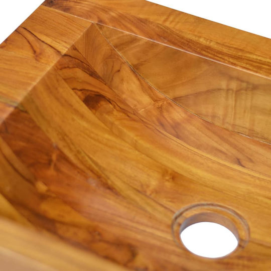 vidaXL Aufgesetztes Waschbecken Hölzernes 50x35x10cm Teak