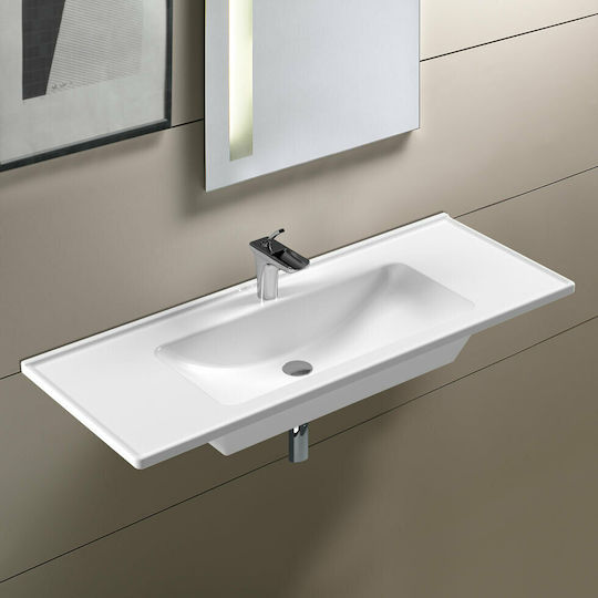 Serel Slim Montat pe perete Suspendat Chiuvetă Porțelan 80x46x16.5cm Alb