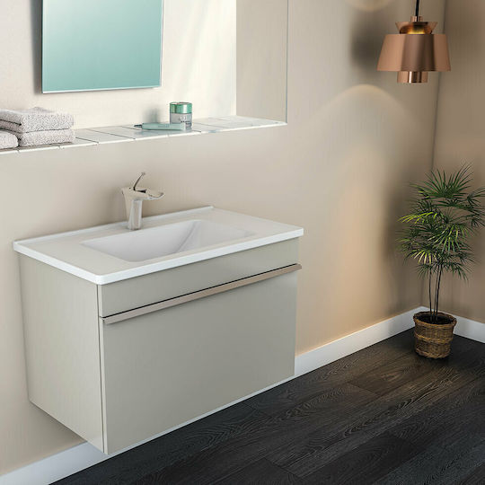 Serel Slim Montat pe perete Suspendat Chiuvetă Porțelan 80x46x16.5cm Alb