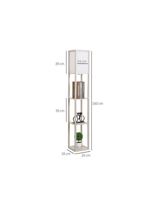 HomCom Floor Lamp H160xW26cm. with Socket for Bulb E27 Beige