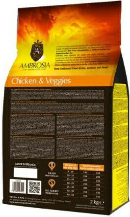 Ambrosia Chicken & Veggies Adult All Breeds 2kg Dry Food Grain-Free for Adult Dogs with Chicken and Vegetables