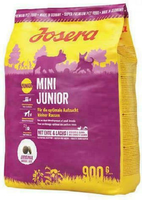 Josera Mini Junior 0.9kg Trockenfutter ohne Gluten für Welpen kleiner Rassen mit Ente, Kartoffeln und Reis