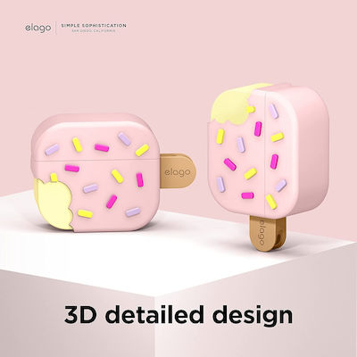 Elago Ice Cream Θήκη Σιλικόνης με Γάντζο σε Ροζ χρώμα για Apple AirPods 3