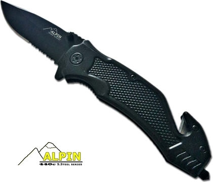 Alpin Tactical Series Σουγιάς Επιβίωσης Μαύρος σε Θήκη