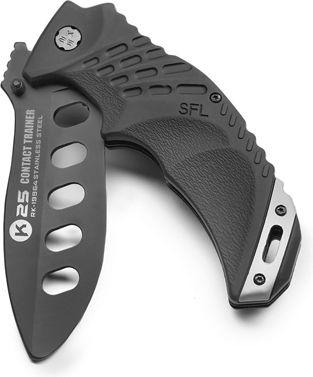 K25 Pocket Knife Educational Black in Sheath