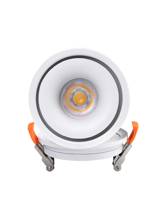 GloboStar Omega Rund Metallisch Einbau Spot mit integriertem LED und Natürliches Weißes Licht Weiß 10x10cm. 1Stück