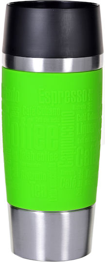 Tefal Travel Mug Glass Thermos Stainless Steel BPA Free 360ml Green with Mouthpiece