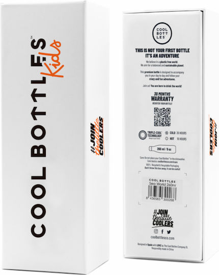 Cool Bottles Sea World Ανακυκλώσιμο Μπουκάλι Θερμός Ανοξείδωτο 260ml Λευκό με Επιστόμιο και Καλαμάκι