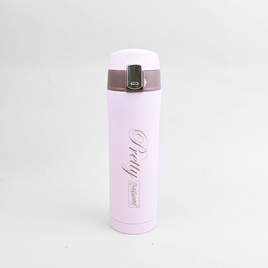 Maestro MR-1643 Bottle Thermos Stainless Steel 400ml Pink with Mouthpiece