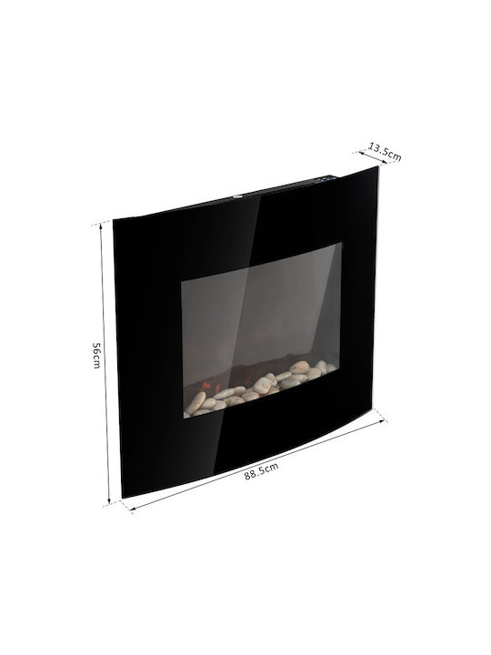 HomCom Стенен Електрическа печка 2000W 89.2x48см Черен
