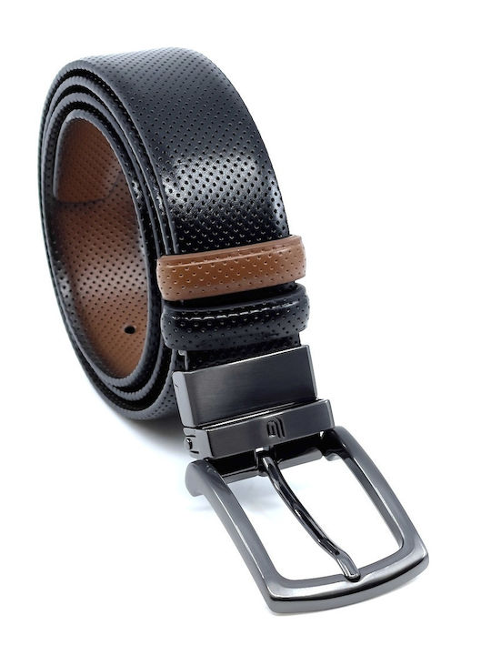 Men's Belt Leather Double Sided Black / Taba