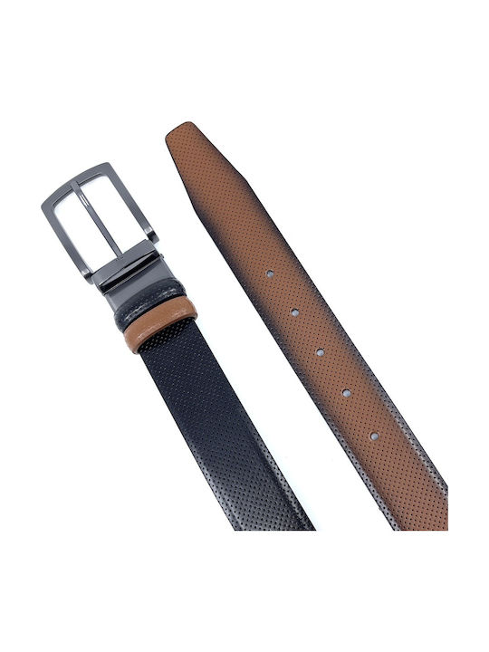 Men's Belt Leather Double Sided Black / Taba
