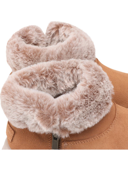 Go Joy Wildleder Stiefeletten Damen mit Pelz Braun