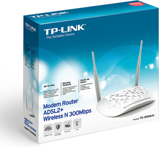 TP-LINK TD-W8961N v3 Ασύρματο ADSL2+ Modem Router Wi‑Fi 4 με 4 Θύρες
