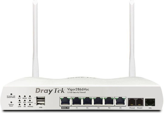 Draytek Vigor 2866AX Drahtlos Router Wi-Fi 6 mit 5 Anschlüssen Gigabit Ethernet