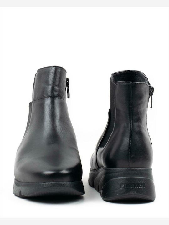 Leder Damen Chelsea Stiefeletten Schwarz