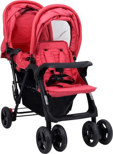 vidaXL Verstellbar Doppelter Kinderwagen Geeignet für Neugeborene Rot