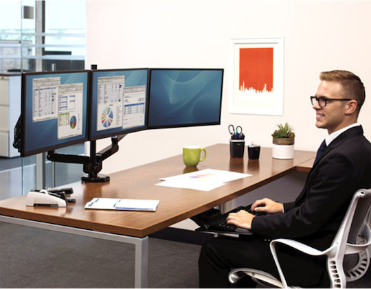 Fellowes Platinum Desktop Stand for 3 Monitors up to 27" with Arm