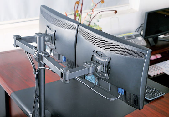 Techly Stand Desk Mounted for 2 Monitors up to 27" with Arm Silver (ICA-LCD-382-D)