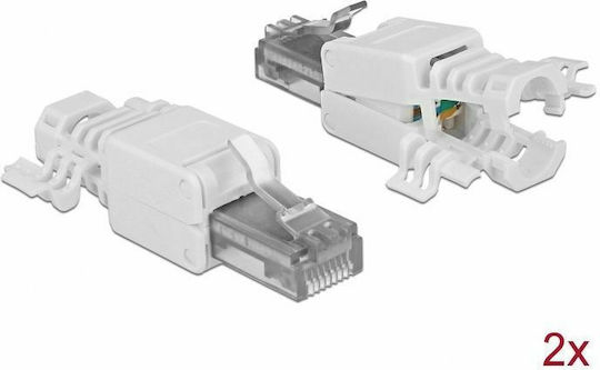 DeLock Щепсел RJ-45 мъжки 2бр Бял (86417)